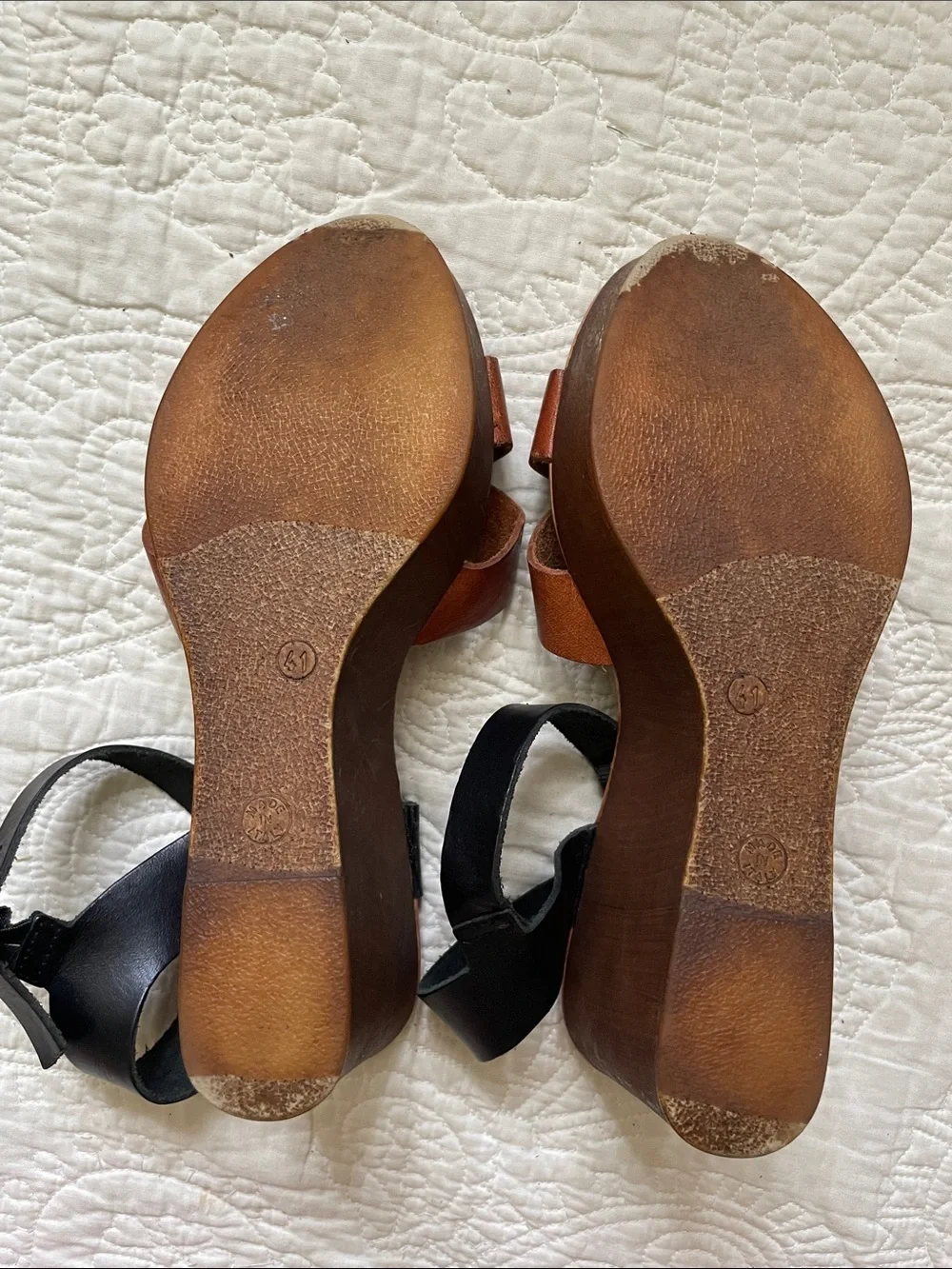Bellamy leather made in Italy wedge heels EU 41 / US w 11 - Picture 7 of 16